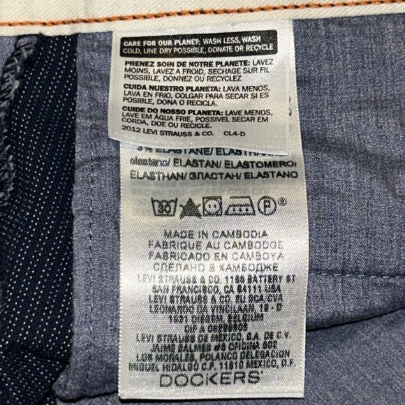 Dockers Pacific Collection Men's Modern Khaki Striped Blue Dress Pants 36X30 - Picture 6 of 7